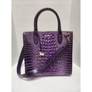 Brahmin Caroline Ultraviolet Purple Melbourne embossed leather Purse Bag Satchel